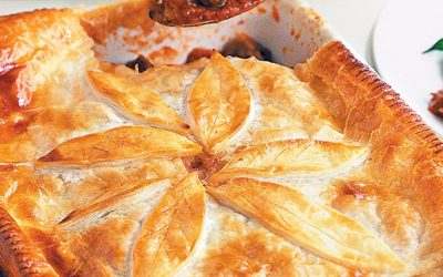 Beef and potato puff pastry pie